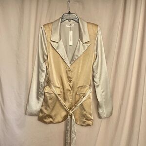 NWT Eggie  Blazer, Size S, Color Cream and Tan